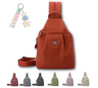 Genérico Vovtva Street Lite Sling Bag for Women Large Capacity Crossbody Chest Backpack Double Zipper Multi-Compartment Pack (Orange)