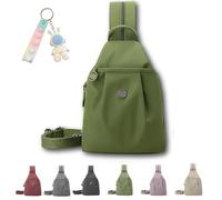Genérico Vovtva Street Lite Sling Bag for Women Large Capacity Crossbody Chest Backpack Double Zipper Multi-Compartment Pack (Green)