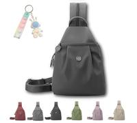 Genérico Vovtva Street Lite Sling Bag for Women Large Capacity Crossbody Chest Backpack Double Zipper Multi-Compartment Pack (Grey)