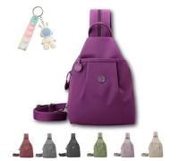 Genérico Vovtva Street Lite Sling Bag for Women Large Capacity Crossbody Chest Backpack Double Zipper Multi-Compartment Pack (Purple)