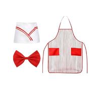 Genérico Waiter Costume - Polyester, Adult 80x60cm, Ice Cream Costume, Popcorn Outfit | Apron, Chef Hat, Bow Tie, Role Playing For Festivals, Party, Halloween, Christmas, Birthday