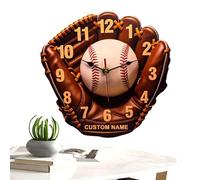 Genérico Wall Clock, Baseball Glove Design Wooden, Creative Time Management Tool Decorative Piece for Bedroom, Living Room, Kitchen, Bathroom, Classroom, and Sports Fans, 25.4x25.4cm/10x10 Inches