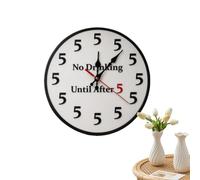 Genérico Wall Clock - Wood PP 25x25cm Funny No Drinking Before 5 PM