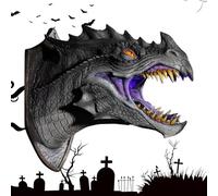 Generico Wall Fantasy Dragon - 3D Head Sculpture, Light Eyes Display, SmokeSpray Motion Ornament, Halloween Room Table Decor Office Setup | Spooky Home Night Ambience Scene Art