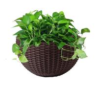 Genérico Wall Hanging Flower Basket | Handmade Rattan Wall Flower BasketImitation Rattan European Style Semicircle Plant Baskets | W-All Decorations For Balcony Fence Indoor Outdoor Home Office Gift