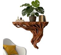 Genérico Wall Mount Shelves, Rustic Tree Root Corner Display, Wooden Storage Rack For Books Photos Plants, Home Decor Wall Accent Shelf For Living Room Bedroom Kitchen Office Farmhouse Style