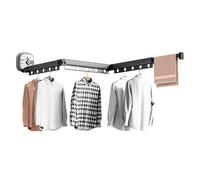 Genérico Wall Mounted Clothes Hanger Rack - Aluminum 126cm | Triple Drying Rack with Suction Cups, Foldable Laundry Hanger | Space Saving Clothes Dryer Racks For Home Hotel Travel Use