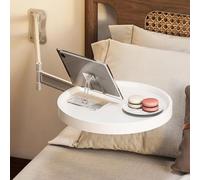 Genérico Wall-Mounted Desk Small Round Table, Folding Table Wall Mounted Small Round Tray, 11.8in Fold Down Tables Bedside Folding Coffee Tables with 180° Rotation Foldable Coffee Tabless (White)