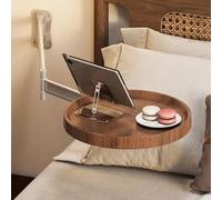 Genérico Wall-Mounted Desk Small Round Table, Folding Table Wall Mounted Small Round Tray, 11.8in Fold Down Tables Bedside Folding Coffee Tables with 180° Rotation Foldable Coffee Tabless (Brown)