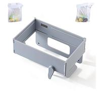 Genérico Wall Mounted Foldable Trash Bag Holder with Magnetic Closure - No Drill Space Saving Hanging Adhesive Kitchen Trash Can Rack for Kitchen Cabinet Doors, Bathroom & Table Sides (Grey)