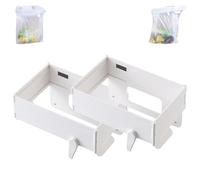 Genérico Wall Mounted Foldable Trash Bag Holder with Magnetic Closure - No Drill Space Saving Hanging Adhesive Kitchen Trash Can Rack for Kitchen Cabinet Doors, Bathroom & Table Sides (2*White)