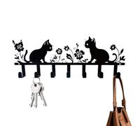Generico Wall Mounted Key Holder, Cat Key Hook, Flower Cat Scarf Hook, Iron Coat Rack, Decorative Keyhooks, Towel Rack, Keyholder, 30x10.5x2cm 11.81x4.13x0.79 Inches,Garage Wallhook