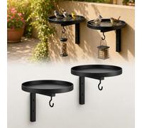 Genérico Wall-Mounted Metal Bird Bath with Feeder Hook - 20cm Iron Outdoor Basin, Right Depth, Easy to Clean - Garden, Courtyard, Balcony & Terrace Decor Use, for Crow Hummingbird Squirrel (2PCS)