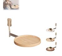 Genérico Wall Mounted Round Table, 180° Rotating Floating Shelf, Suitable For Office, Bedroom, White, Black, Walnut Wood Colour, Placement of Computers, Mobile Phones, Coffee, Desserts (Raw Wood)