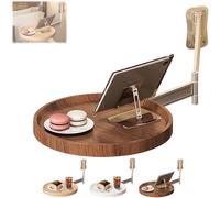 Genérico Wall Mounted Round Table, 180° Rotating Foldable Coffee Table, Floating Round Desk For Wall, Space-Saving Design, Sturdy Wooden Construction for Living Room, Bedside, Kitchen (Walnut)