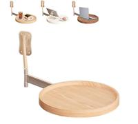 Genérico Wall Mounted Round Table, Floating Round Table For Wall, Floating Bedside Tables, 180° Rotation Foldable Coffee Modern Small Desks, Ideal Space-Saving Coffee Tables (Wood Color)