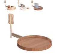 Genérico Wall Mounted Round Table, Floating Round Table For Wall, Floating Bedside Tables, 180° Rotation Foldable Coffee Modern Small Desks, Ideal Space-Saving Coffee Tables (Black Walnut)