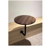 Genérico Wall Mounted Side Table, L-Shape Small End Table, Round Sofa End Table with MDF Board and Gold Metal Rod, L-Shape Snack Table Coffee Table for Cafe, Restaurant, Bistro(Walnut,40x45cm)