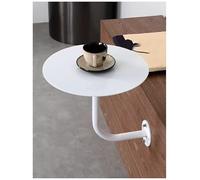 Genérico Wall Mounted Side Table, L-Shape Small End Table, Round Sofa End Table with MDF Board and Gold Metal Rod, L-Shape Snack Table Coffee Table for Cafe, Restaurant, Bistro(Milk,35x45cm)