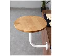 Genérico Wall Mounted Side Table, L-Shape Small End Table, Round Sofa End Table with MDF Board and Gold Metal Rod, L-Shape Snack Table Coffee Table for Cafe, Restaurant, Bistro(Wood,35x45cm)