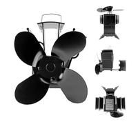 Genérico Wall Mounted Stove Fan, Heat Powered Fireplace, 4 Wood with Efficient Heat Distribution, Authentic Metal Fan, Stove Accessory with Quiet, Wood Burner Tool for Fireplace Log