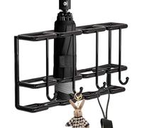 Genérico Wall Mounted Umbrella Storage Rack with 4 Slots, Wall Decoration Racks, Metal Space Saving Organizer for Home Entryway, Indoor Decorative Holder, Household Equipments, Black, White