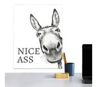 Genérico Wall Painting - Framed Canvas Wood 40x30cm | Humorous Abstract donkeys Animal Picture | Modern Humor Decorative Art For Bedroom Office Dining Room Hallway Entryway