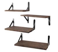 Genérico Wall Shelves - S/M/L 4pc Floating Shelves For Wall, WallMounted Bathroom Racks, Rustic Wooden with Metal Bracket | For Bedroom Living Room Bathroom Office Corner Planter Pot Book Figurines