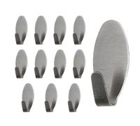 Genérico Wall Stainless Steel Adhesive hooks- 12pcs Punch-Free Utility Hooks, Strong Adhesive hooksFor Hanging Towels Clothes Scarves | Bathroom Kitchen Home Organization And Storage Accessory