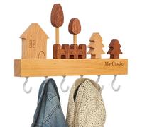 Genérico Wall Wood Key Hook & Coat Hanger - Solid Hardwood Wall Hooks For Clothes, Decorative Wood Hook For Lobby, Bedroom & Kitchen, Heavy Duty Bathroom Towel Hok For Apartment & Toilet