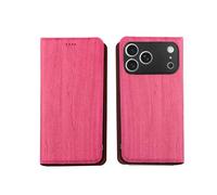 Genérico Wallet Case For iPhone13 Imitation Leather Card Slots Magnetic Kickstand Shockproof Flip Folio Protective For Tree Grain Cover Pink
