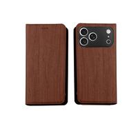 Genérico Wallet Case For iPhone13 Mini Imitation Leather Card Slots Magnetic Kickstand Shockproof Flip Folio Protective For Tree Grain Cover Brown