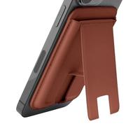 Genérico Wallet Stand For Phone 17/16/15/14/13/12 - Magnetic Phone Stand with 3 Viewing Angles & 2 Cards Holder, Black/Brown
