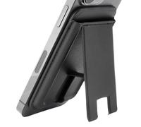 Genérico Wallet Stand For Phone 17/16/15/14/13/12 - Magnetic Phone Stand with 3 Viewing Angles & 2 Cards Holder, Black/Brown