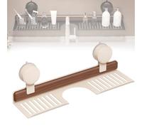 Genérico Walnut Bathroom Kitchen Suction Cup Shelf, Walnut Suction Cup Bathroom Shelf, Wall Mounted Sink Over Faucet, Removable Wood Faucet Storage Rack (White,50)