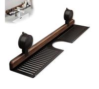 Genérico Walnut Suction Cup Bathroom Shelf, Faucet Organizer Rack For Bathroom, Room Sink Shelf Over Faucet For Countertop (Black,M:20.7 × 5.9 × 2.36 in)