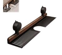 Genérico Walnut Suction Cup Bathroom Shelf, Wall Mounted No Drilling Sink Shelf Over Faucet, Removable Wood Faucet Storage Rack, for Bathroom & Kitchen (Black,50cm/19.69in)