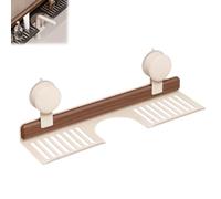 Genérico Walnut Suction Cup Bathroom Shelf, Wall Mounted No Drilling Sink Shelf Over Faucet, Removable Wood Faucet Storage Rack, for Bathroom & Kitchen (White,40cm/15.75in)