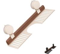 Genérico Walnut Suction Cup Bathroom Shelf, Wall Mounted No Drilling Wooden Storage Shelf Basket, Removable Sink Faucet Organizers for Bathroom & Kitchen (White,60cm)