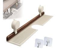 Genérico Walnut Suction Cup Bathroom Shelf, Wall Mounted Sink Shelf Over Faucet, no-Drill Bathroom Organizer for Sink and Vanity (White,60cm)