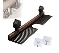 Genérico Walnut Suction Cup Bathroom Shelf, Wall Mounted Sink Shelf Over Faucet, no-Drill Bathroom Organizer for Sink and Vanity (Black,40cm)