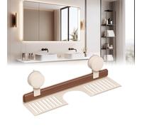 Genérico Walnut Suction Cup Bathroom Shelf,Wall Mounted Sink Shelf Over Faucet,No-Drill Bathroom Organizer Shelves for Sink and Vanity (White,40cm/15.7in)