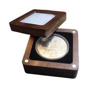 Genérico Walnut Wood Coin Presentation Storage Case - Single Challenge Display, Acrylic Top, Premium Solid Timber Gift Box, Protective Commemorative Shell, Elegant Award Showcase | For Men