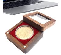 Genérico Walnut Wood Coin Presentation Storage Case - Single Challenge Display, Acrylic Top, Premium Solid Timber Gift Box, Protective Commemorative Shell, Elegant Award Showcase | For Men