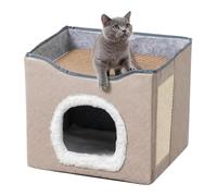 Genérico Warm Cat Cave - Washable Kitten Bed | 40x34x33cm Semi Enclosed Cat Tent for Secured Warmth, Soft Plush Cloth Pet Bed, Pet Sleeping Shelter Insulated House, Cave Cushion for Small Animals