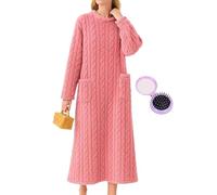 Genérico Warm & Cozy Winter Velvet Loungewear Night Gowns, 2026 New Flannel Dress for Women, Relaxed Fit (Pink,L)