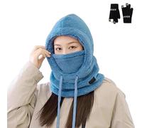 Genérico Warm Ear Protection 3-in-1 Hooded Neck Gaiter, 2026 Winter Windproof Cotton Hat Unise, Perfect for Outdoors (Blue)