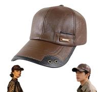 Genérico Warm Leather Baseball Cap, Windproof & Waterproof Leather Shell Fleece Lining Caps, Adjustable Cap for Winter Outdoor Sports (1PCS-A)