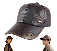 Genérico Warm Leather Baseball Cap, Windproof & Waterproof Leather Shell Fleece Lining Caps, Adjustable Cap for Winter Outdoor Sports (1PCS-B)