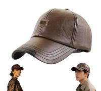 Genérico Warm Leather Baseball Cap, Windproof & Waterproof Leather Shell Fleece Lining Caps, Adjustable Cap for Winter Outdoor Sports (1PCS-D)